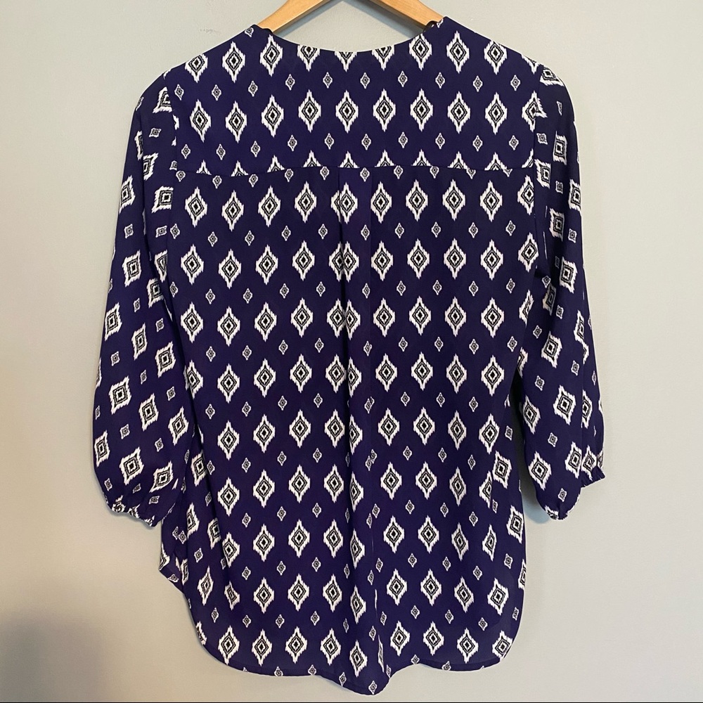 PLEIONE long sleeve geometric print blouse sz S - Picture 3 of 5